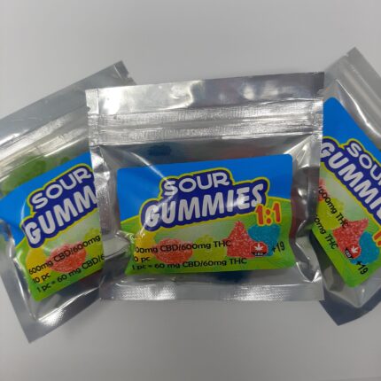 Sour Gummies 1:1 600MG CBD : 600MG THC